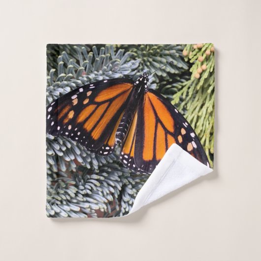Papillon monarque sur verdure (Gant de toilette)