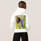 Papillon morpho bleu sur T-shirt orchidée marécage (Dos entier)