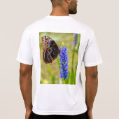 Papillon morpho bleu sur T-shirt orchidée marécage (Dos)