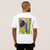Papillon morpho bleu sur T-shirt orchidée marécage (Dos entier)