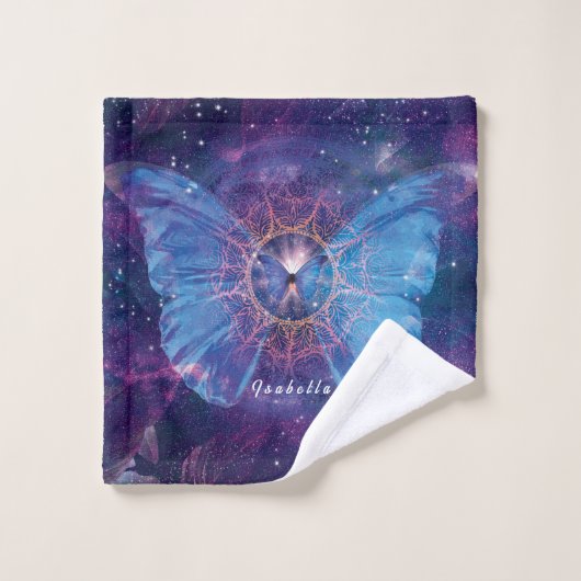 Papillon Morpho / Dessous de verre en papier de ga (Gant de toilette)