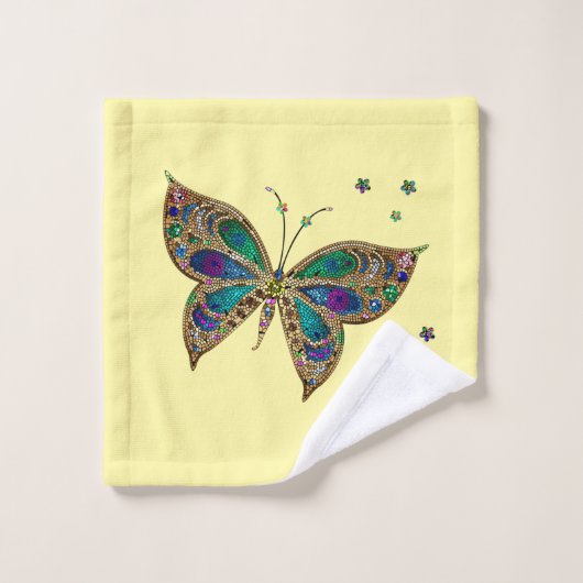 Papillon mosaïque jaune (Gant de toilette)