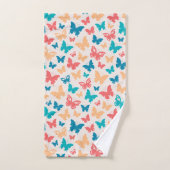 Papillon motif beige rose turquoise (Serviette à main)
