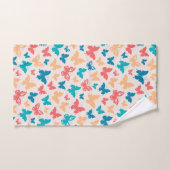 Papillon motif beige rose turquoise (Serviette à main)