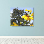 Papillon N Fleurs de soleil 2 Toile enrobée (Insitu (Plancher de Bois))