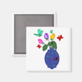 papillon n libellule rose vase aimant (Recto/Verso)