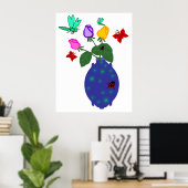 papillon n libellule rose vase poster (Bureau à domicile)