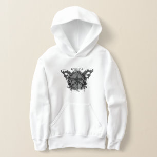 Papillon noir Croix Fleur foncée Cadre Floral