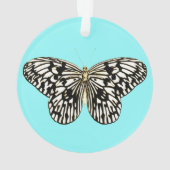 Papillon noir et blanc, arrière - plan turquoise (dos)