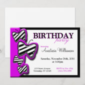 Papillon noir et blanc violet Invitations d'annive (Devant / Derrière)
