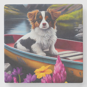 Papillon op een peddel: Een Schilderachtig avontuu Stenen Onderzetter