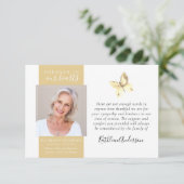 Papillon Or Photo Funérailles Merci Cartes (Debout devant)