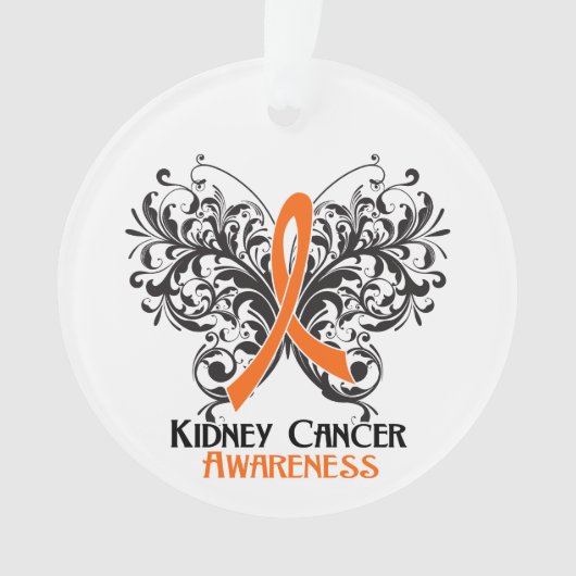 Papillon orange de ruban de conscience de Cancer (devant)