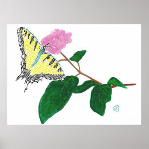 Papillon Papillon Jaune sur Affiche de Fleur