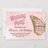 Papillon parties scintillant rose Invitation Anniv (Devant)