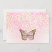 Papillon parties scintillant rose Invitation Anniv (Dos)