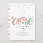 Papillon Pastel Arc-en-ciel première invitation an (Devant / Derrière)