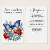 Papillon Patriotique Florale carte de prière (Devant & derrière)
