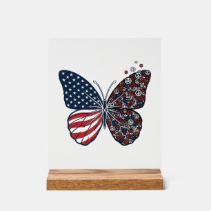 Papillon patriotique vintage de la paix Vector Art