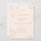 Papillon Peach Fuzz Invitation Anniversaire (Devant)