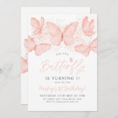 Papillon Pêche 1er anniversaire Invitation Bébé Fi (Devant / Derrière)