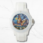 Papillon peint étoile ciel étoilé Élégantes femmes<br><div class="desc">Papillon peint Starry Night Sky Elegant Womans Watches dispose d'un papillon coloré branché avec la lune et les étoiles dans l'arrière - plan. Créé par Evco Studio www.zazzle.com/store/evcostudio</div>