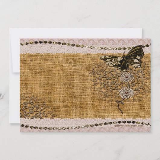 Papillon, perles dentelle et Faire-part de mariage (Dos)