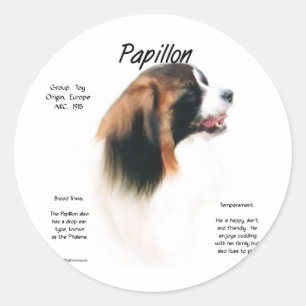 Papillon (Phalene) Geschiedenis ontwerp Ronde Sticker