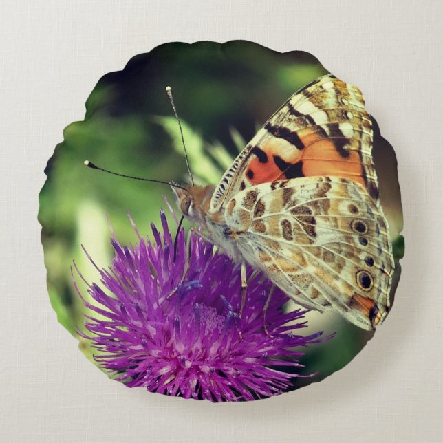 Papillon Photo Coussin rond (Devant)