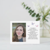 Papillon Photo Funérailles Merci Carte Note (Debout devant)