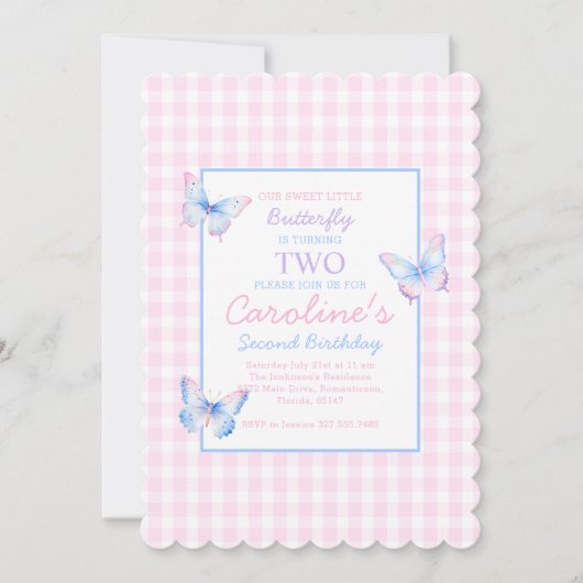 Papillon Photo personnalisée Invitation deuxième a (Devant)