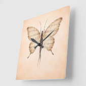 Papillon poétique forme carrée horloge (Angle)