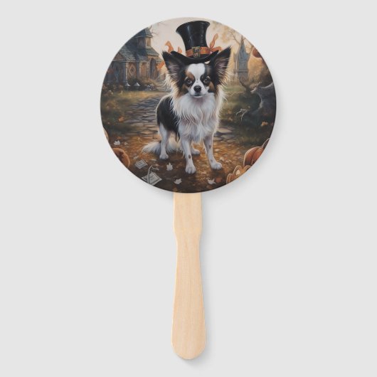 Papillon pompoenen Halloween eng Handwaaier (Voorkant)