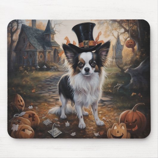 Papillon pompoenen Halloween eng Muismat (Voorkant)