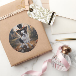 Papillon pompoenen Halloween eng Ronde Sticker