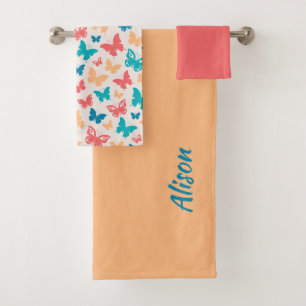 Papillon populaire motif corail rose turquoise