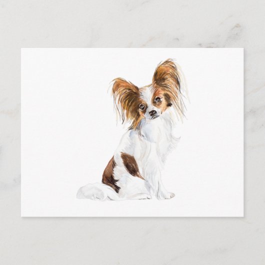 Papillon Portrait Waterverf Briefkaart (Voorkant)