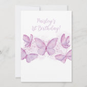 Papillon pourpre 1er anniversaire Invitation Baby (Dos)