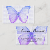 Papillon pourpre bleu de carte de visite de beauté (Devant / Derrière)