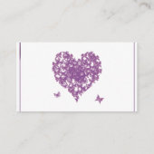 Papillon pourpre Cartes de Mariage du coeur du coe (Dos)