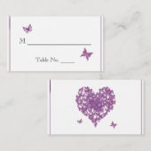 Papillon pourpre Cartes de Mariage du coeur du coe (Devant / Derrière)