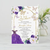 Papillon pourpre espagnol Quinceanera Invitations (Debout devant)