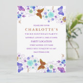Papillon pourpre et joli | Invitation d'anniversai (Debout devant)