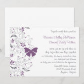 Papillon pourpre Faire-part de mariage (Devant / Derrière)
