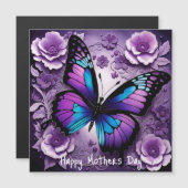 Papillon pourpre Floral Mothers Jour Carte magnéti (Devant / Derrière)