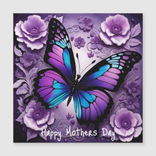 Papillon pourpre Floral Mothers Jour Carte magnéti