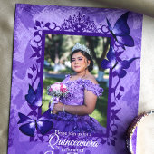 Papillon pourpre, Invitation Quinceanera fantaisie