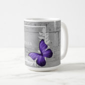 Papillon pourpre Rustique Personnalisé café Mug (Devant droit)