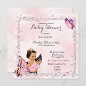 Papillon Princesse Baby Girl Invitation (Devant / Derrière)
