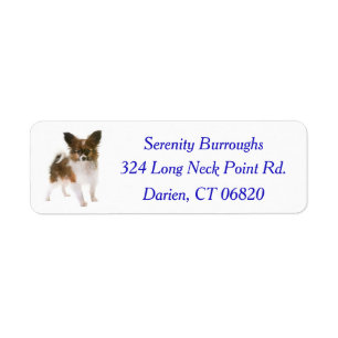 Papillon Puppy Dog Blue Etiket